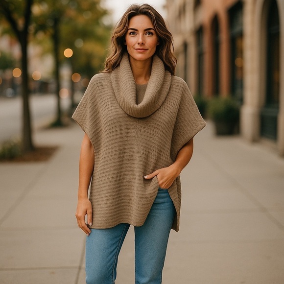 Ralph Lauren Tan Cowl Neck Sweater - Picture 1 of 9